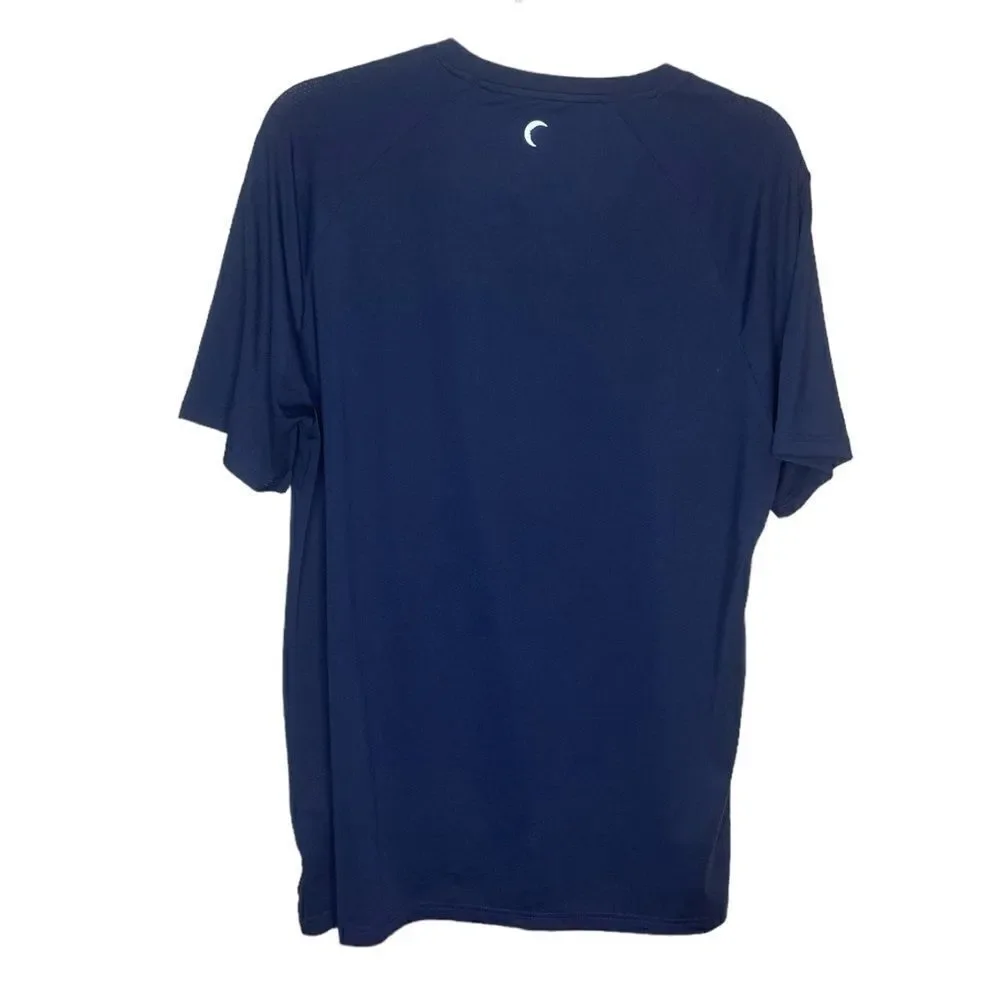 ZYIA Active Men’s Sz Med Navy Blue Gray Design Short Sleeve Tee Shirt